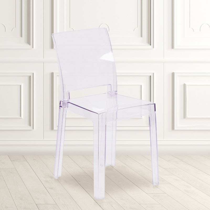 Emma and Oliver Ghost Chair with Square Back in Transparent Crystal