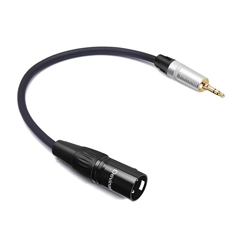 Unbalanced 1/8 inch to XLR Cable, Mini Jack TRS Stereo Male to XLR Male, 3.5mm to 3 Pin Male Interconnect Audio Cable 1 Feet