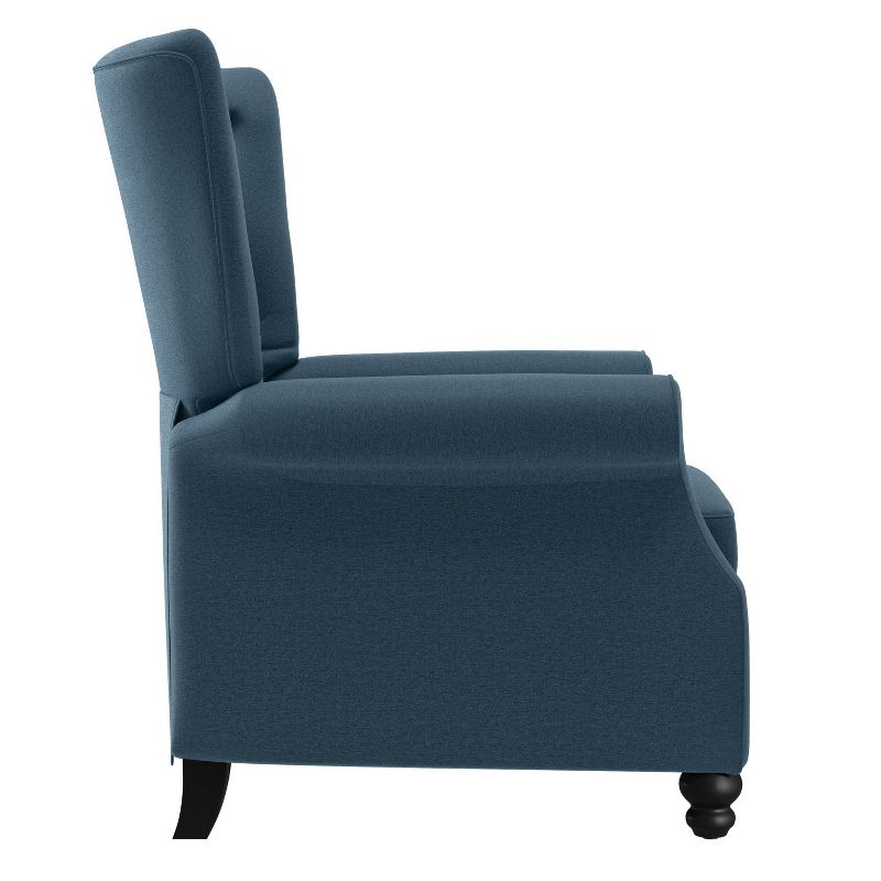 Button Tufted Pushback Recliner Plush Low Pile Velvet Medium Blue - ProLounger