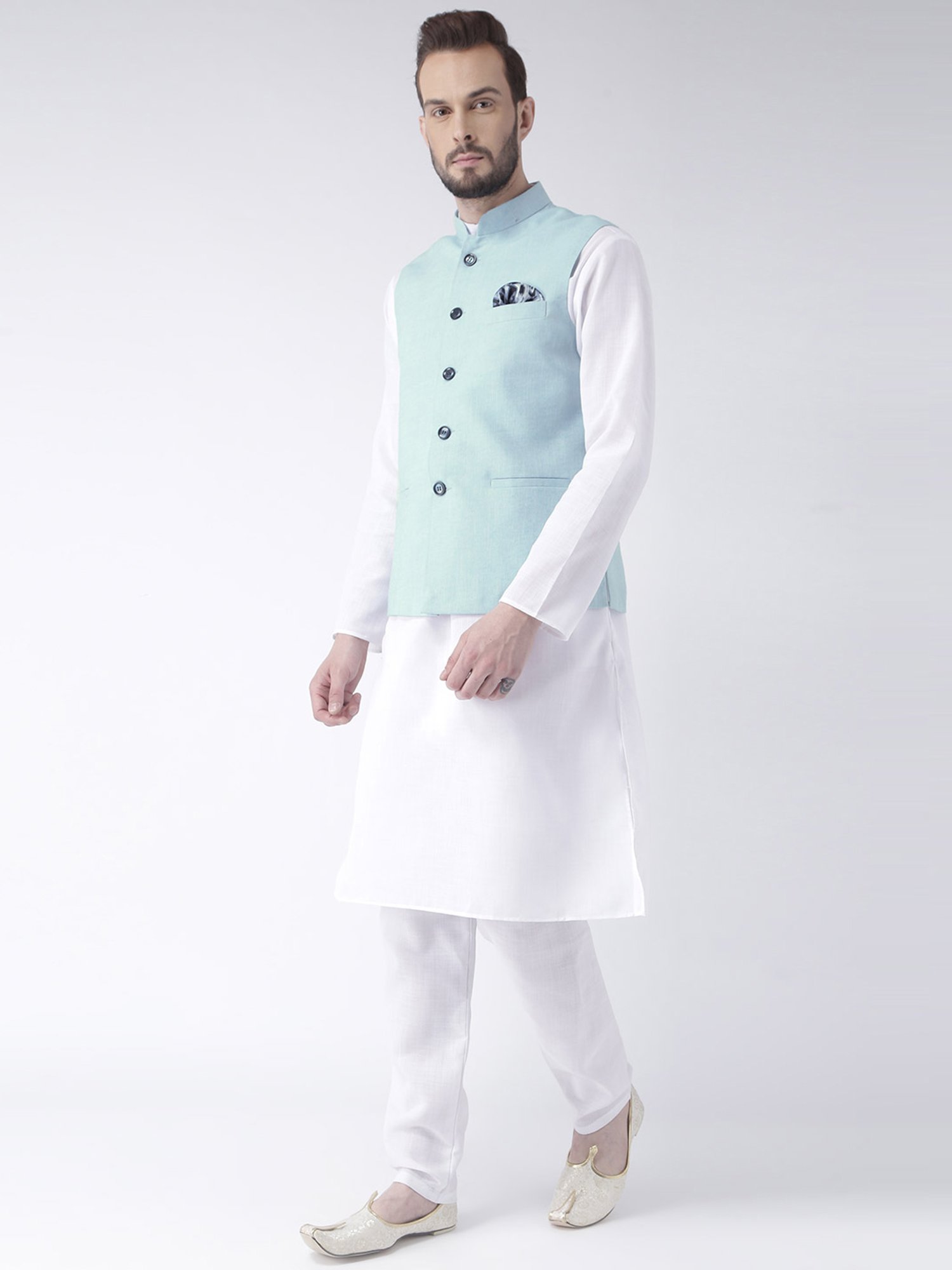 Vastramay White Cotton Straight Fit Embroidery Ethnic Suits