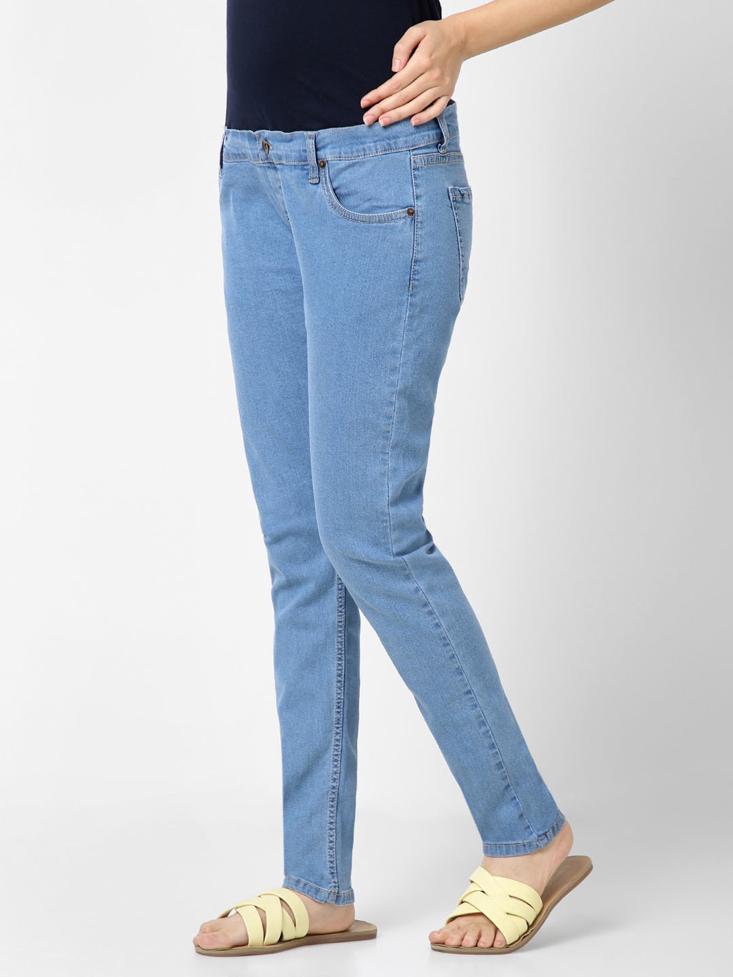 Mystere Paris Blue Cotton Maternity Jeans