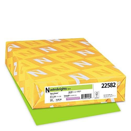 wausau astrobrights heavy duty paper, 24 lb, 8.5 x 14 inches, terra green, 500 sheets 22582