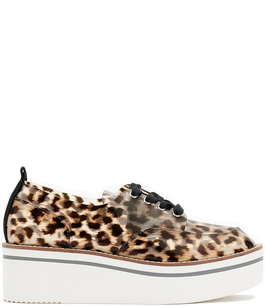 Jessica Simpson Giera Clear Leopard Lace-Up Flatform Wedge Oxfords