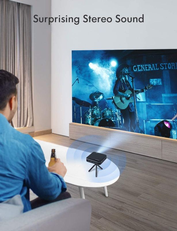 APEMAN M400 Mini Portable Projector, Video DLP Pocket Projector for Home and Outdoor Entertainment Support 1080P HDMI Input Rechargeable Stereo 360&deg; Speakers Neat Projector with Upgraded Auto Keystone