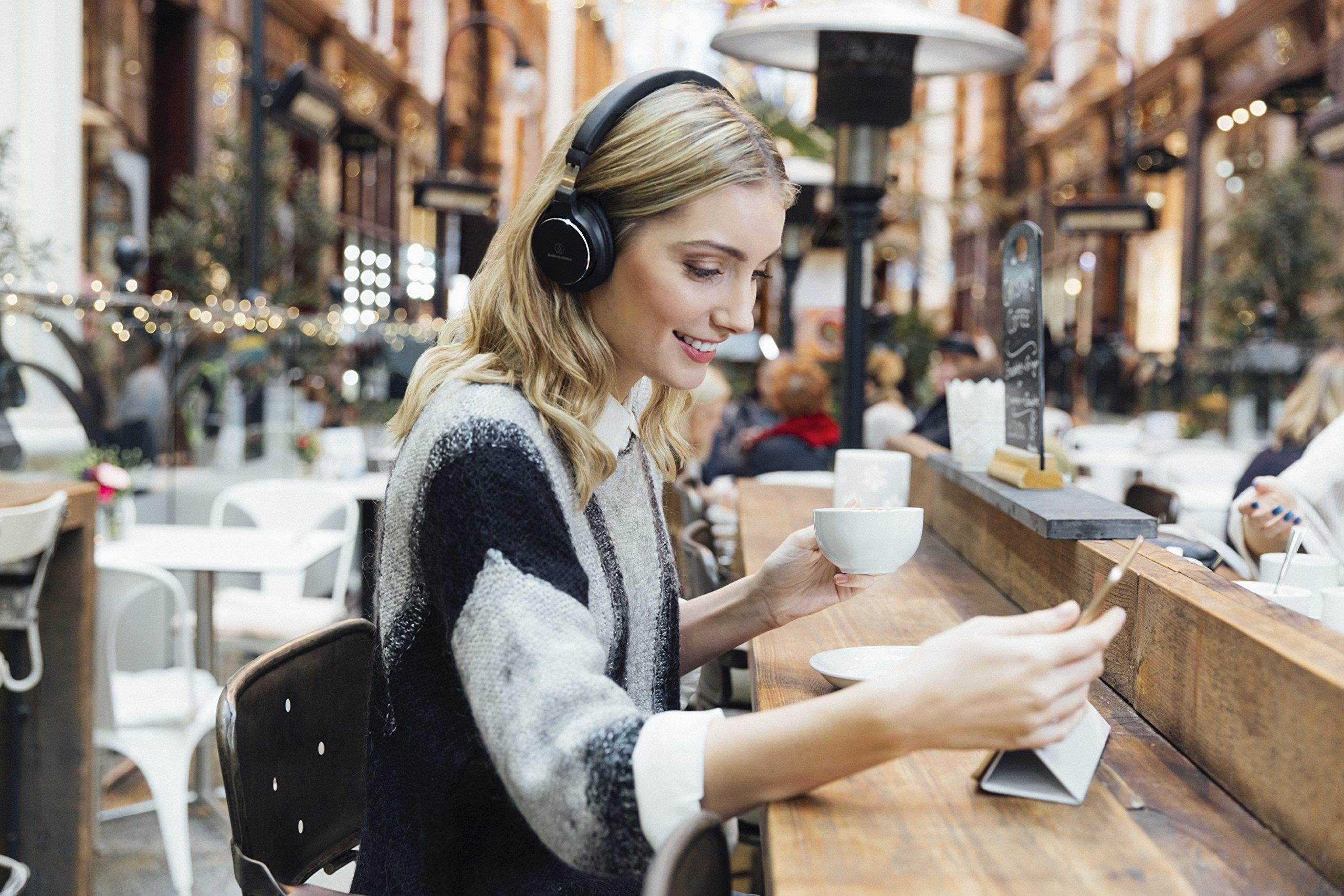 AudioTechnica ATH-SR5BTBK  Wireless Bluetooth On-Ear High-Resolution Audio Headphones (Black)