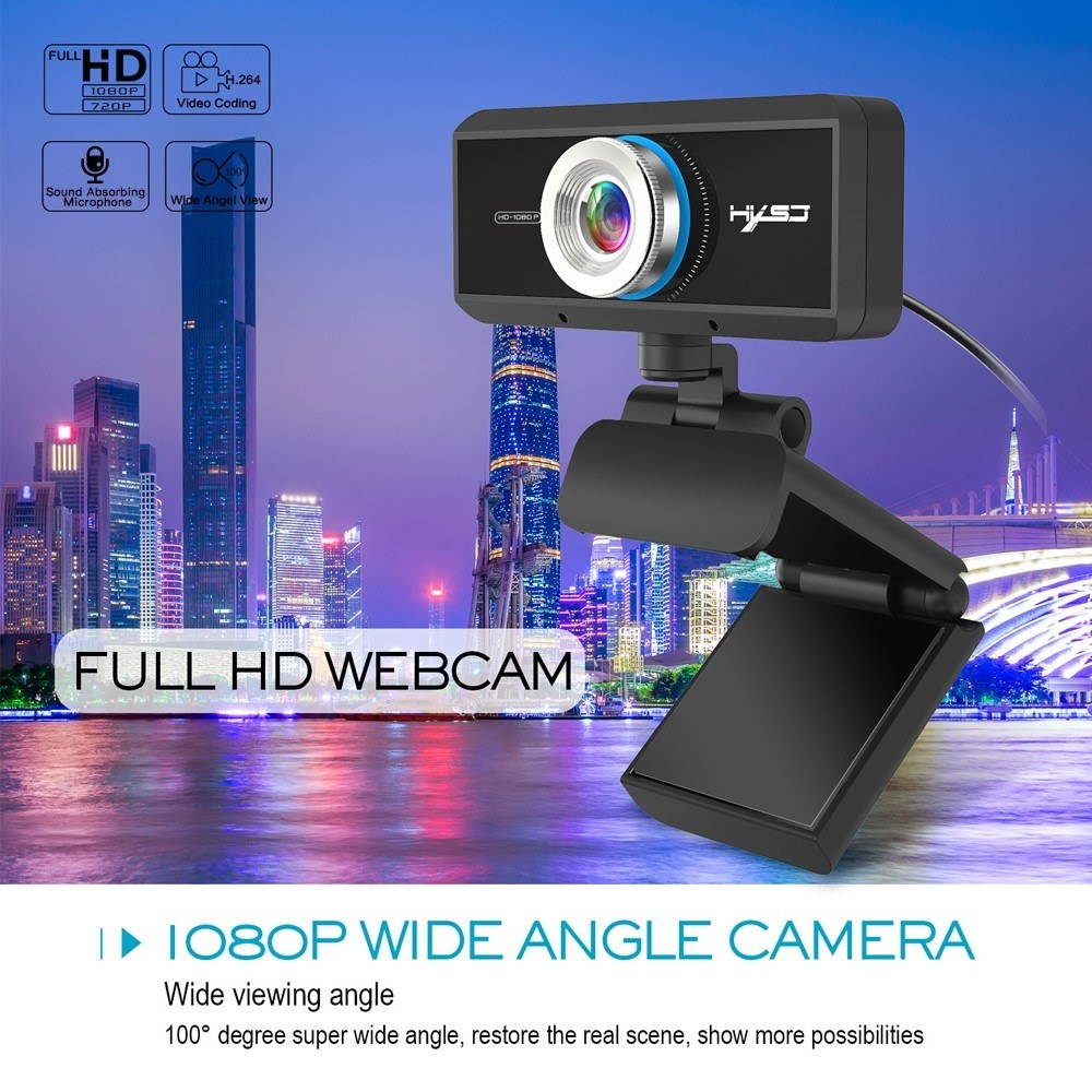 Webcam Manual Focus Computer Camera Built-in Microphone Video Call Web Camera for PC Laptop Black