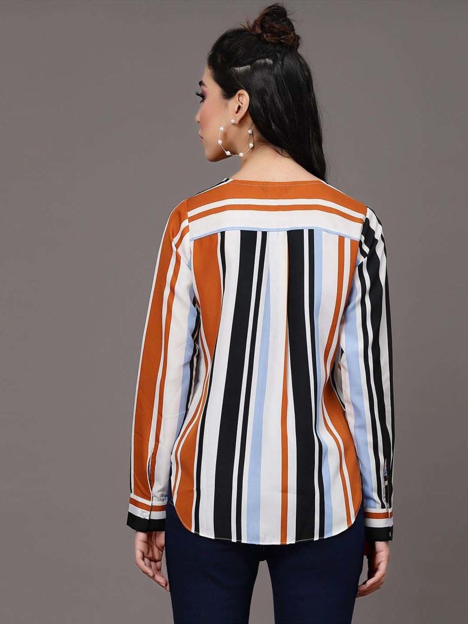 SELVIA Multicolored Striped Top