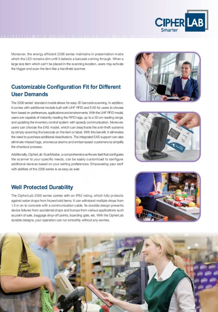 2200 cash register platform, two-dimensional image, Desktop 2D/1D Barcode Scanner, Handsfree Automatic Reader, USB Cable Included