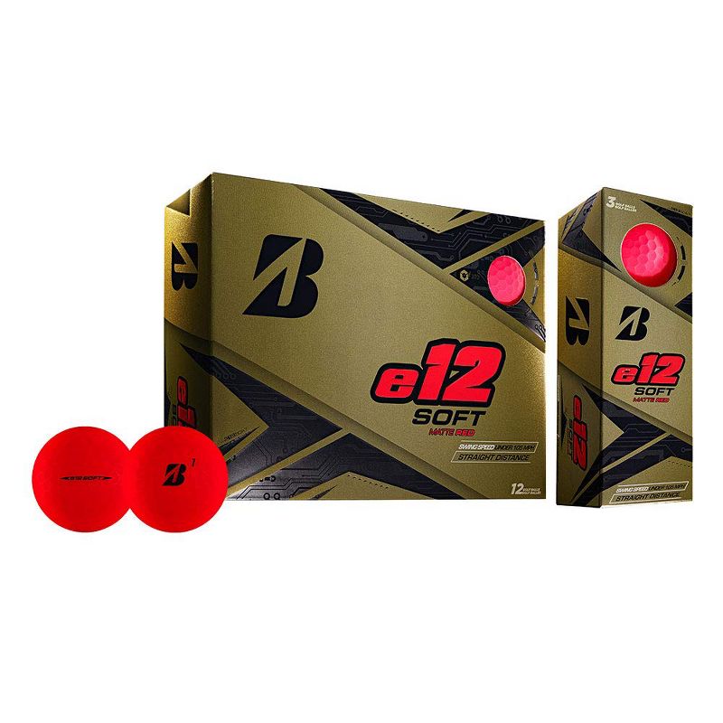 Bridgestone Golf Series e12 Soft 3-Piece Distance Golf Balls, Red (2 Dozen)