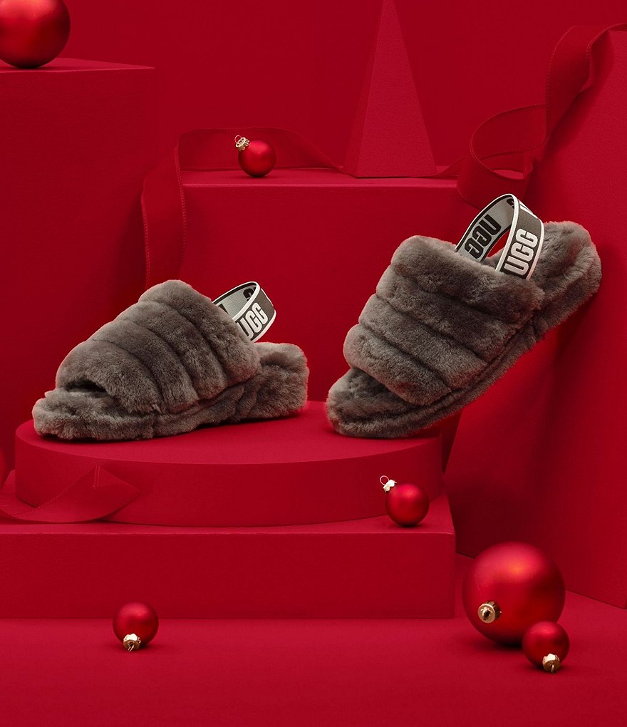 UGG&reg; Logo Fluff Yeah Fur Slides