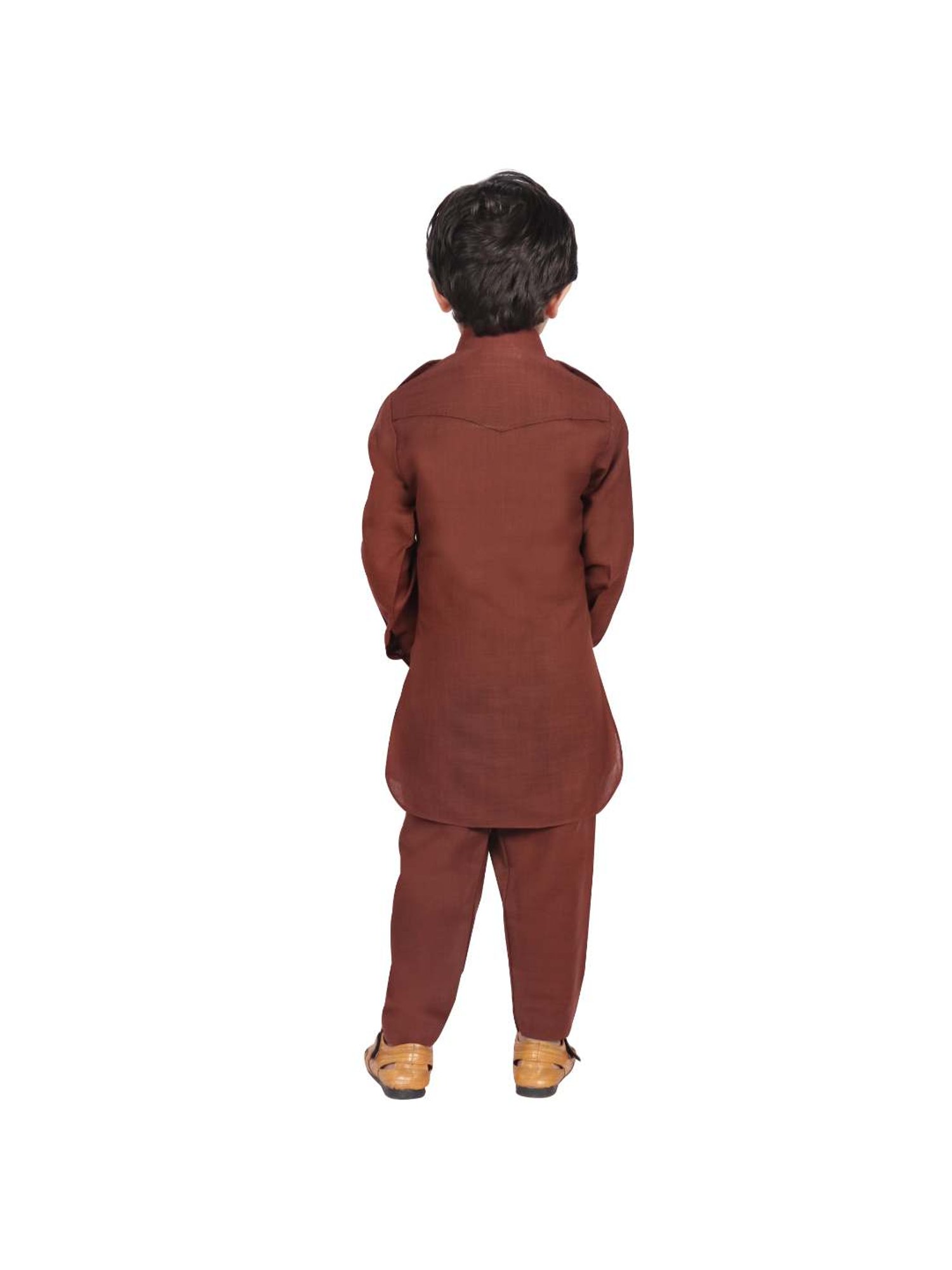SG Yuvraj Kids Brown Solid Kurta with Pyjama