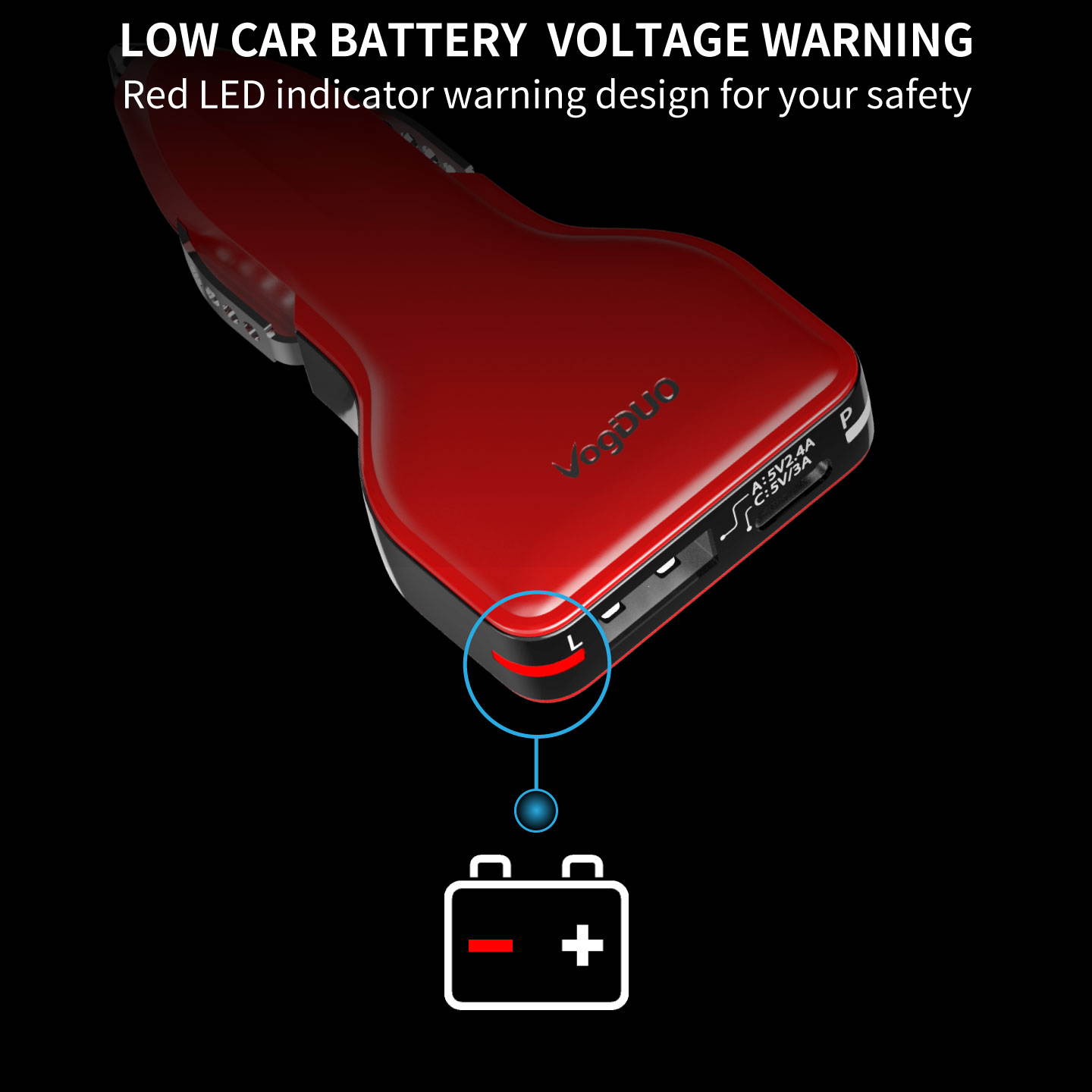 VogDUO Deluxe Charger Kit, 10000mAh Power Delivery Power Bank, 57W PD Car Charger, USB-C to USB-C cables, Premium zipper case, compatible with iPhone series, Samsung Galaxy, iPad, MacbBook, Rose Gold