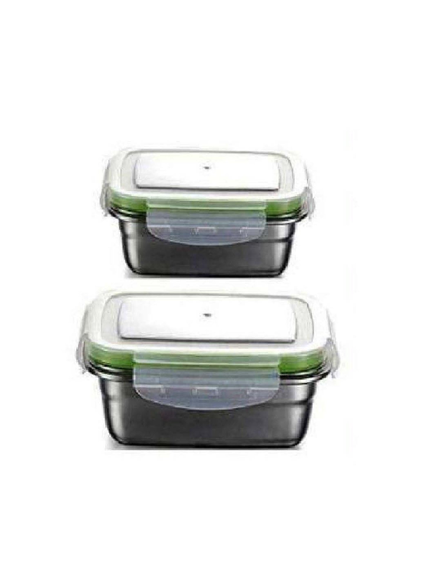Femora High Steel Rectangular Lunch Box with Air Tight Lid (550 ml & 850 ml) - Set of 2