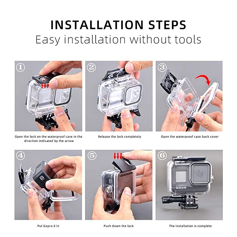 Waterproof Housing Case for GoPro Hero 7 White/Silver,Protective 45m Underwater Dive Case Shell with Replaceable Touch Back Cover for GoPro Camera Accessories