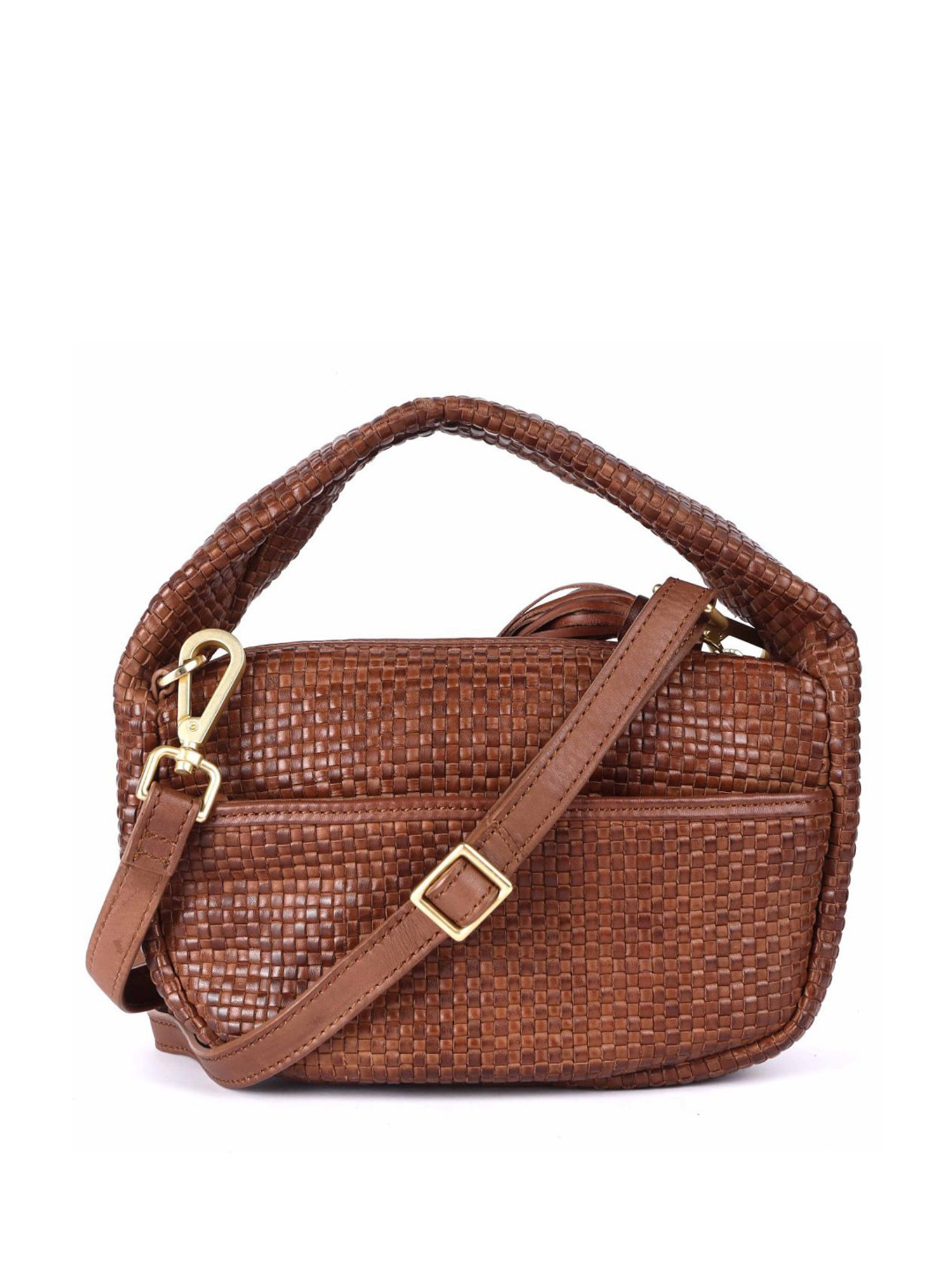 KOMPANERO Amber Cognac Leather Textured Handbag