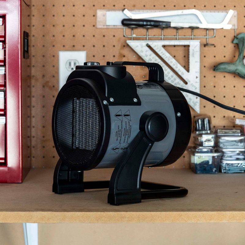 NewAir 1500W Electric Compact Portable Ceramic Fan Forced Garage Heater Gray