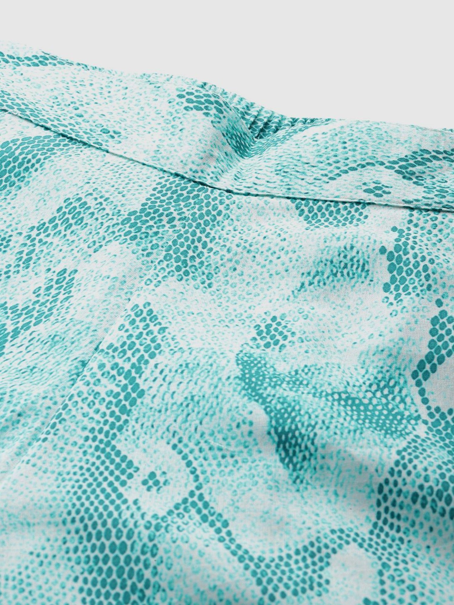 Ziyaa Blue Cotton Printed Kaftan Pyjama Set