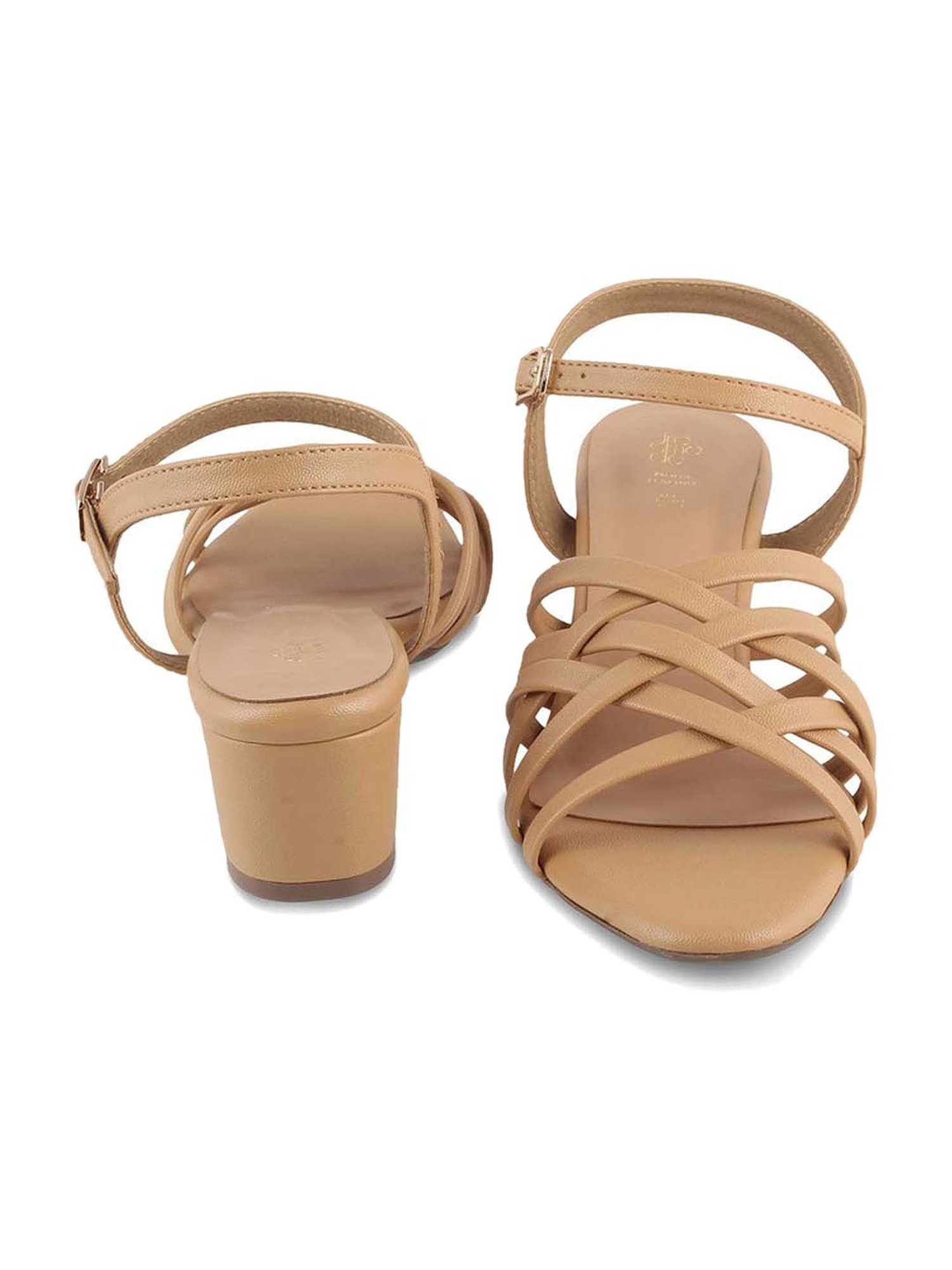 Tresmode Women's Beige Ankle Strap Sandals