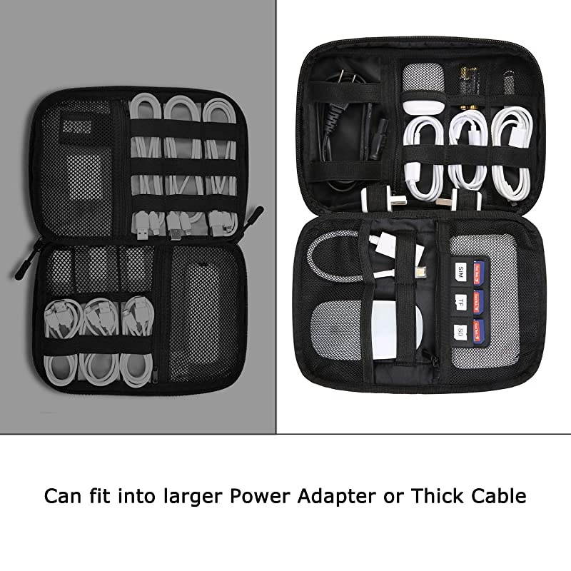 Electronic Organizer, Travel Accessories Bag Medium Size for Cable, Adapter, Powerbank, USB Sticks, Black