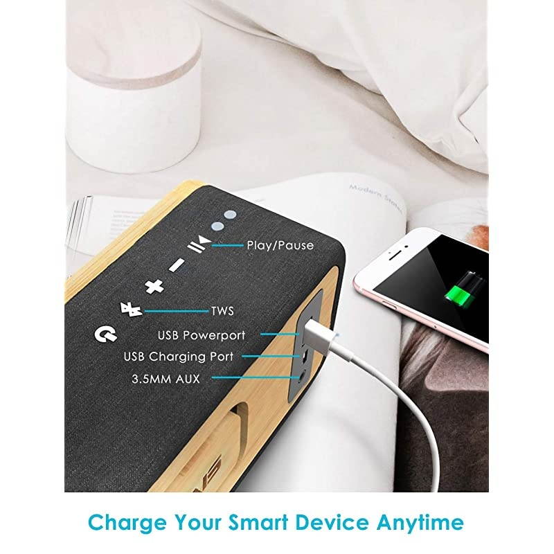 Life Bluetooth Speaker, 30W Loud Home Party Wireless Bluetooth Speakers, 2 Woofers&2 Tweeters for Super Bass Stereo Sound,TWS and 100Ft Bluetooth V5.0,12-Hour Playtime Subwoofer, Imitation Wood