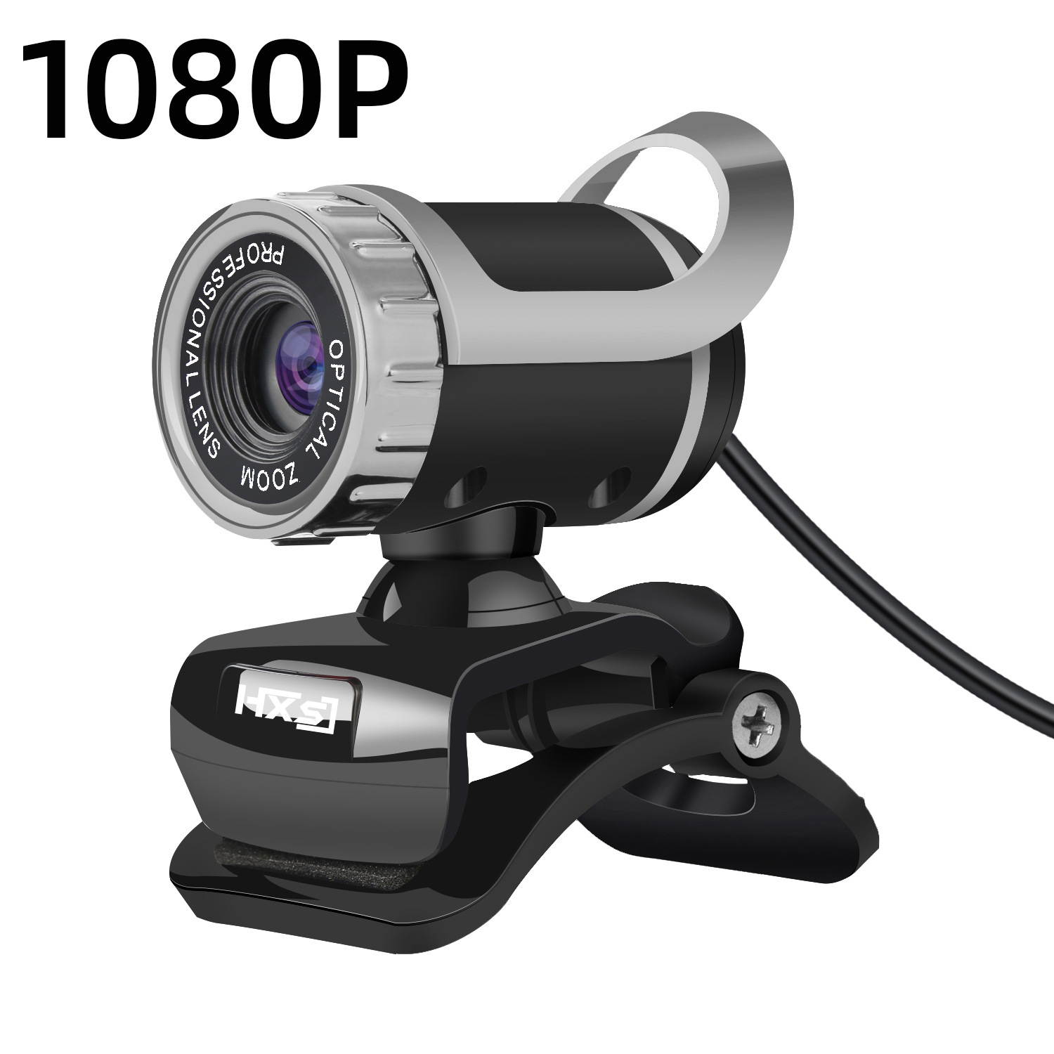HXSJ S9 FULL HD 1080P Desktop Webcam USB Camera Web Camera Built-in Microphone Video Call Webcam for PC Laptop Desktop Computer (Black & Silver)
