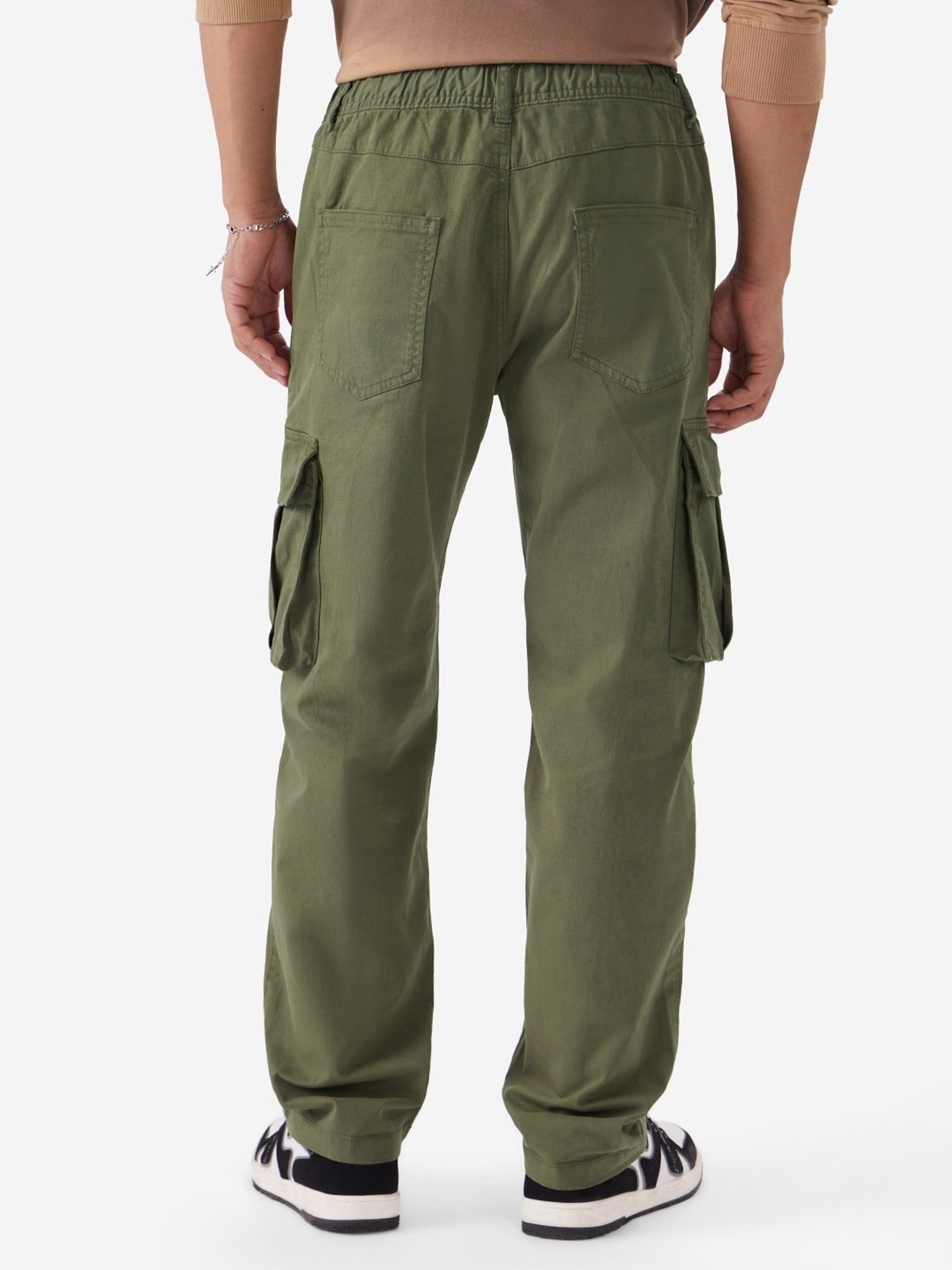 Slowave Beige Regular Fit Flat Front Trousers