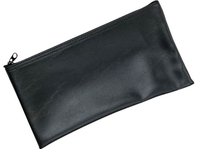 MMF Industries 2340416W04 Leatherette Zippered Wallet, Leather-Like Vinyl, 11w x 6h, Black