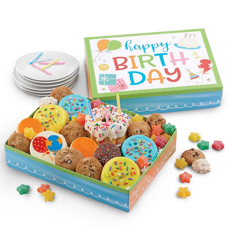 Cheryl's Cookies Birthday in a Box Cookie and Bakery Gift Set with Birthday Cake and candles (20 pieces)