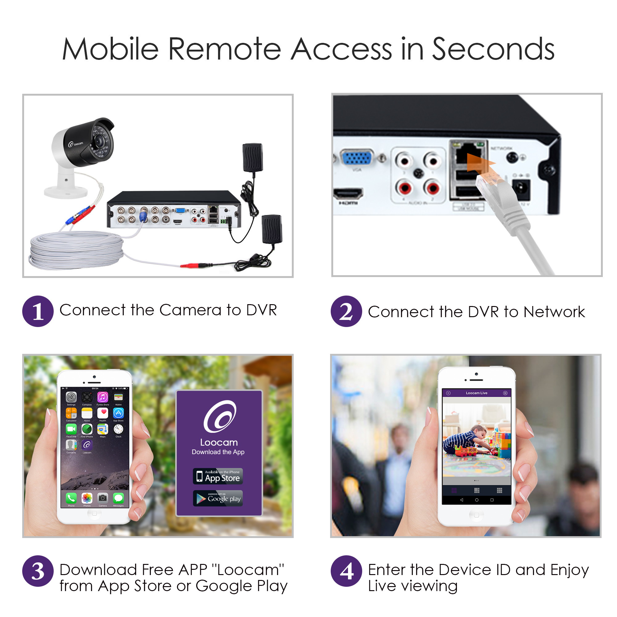 Loocam 1080p HD Surveillance Security Camera System 8CH DVR with 2TB Hard Drive 6 x 2.0MP 1920TVL IP67 Weatherproof Outdoor Indoor Automatic 150ft Predator Night Vision and Motion Detection  (88029T )