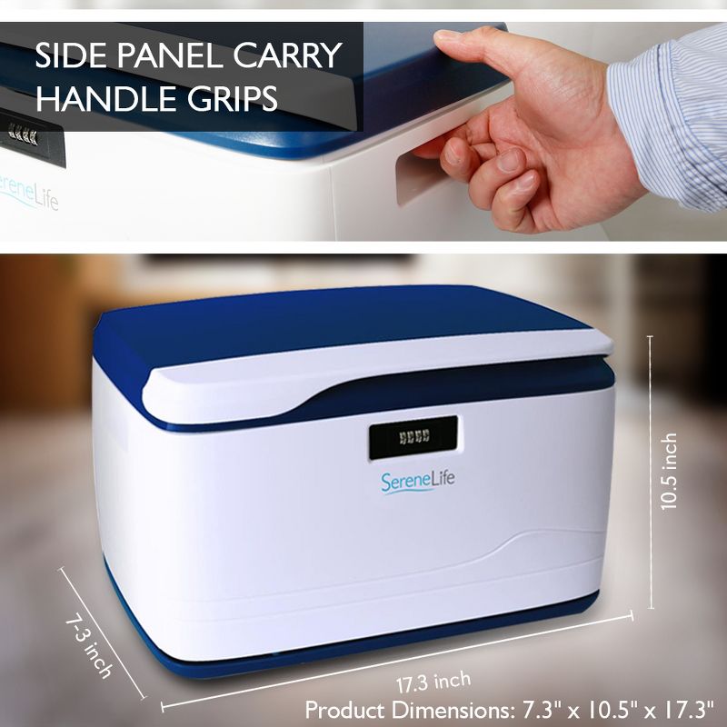 SereneLife 8 Gallon Capacity Safety and Security Locking Key Pad Storage Container Organizer Bin Box, White