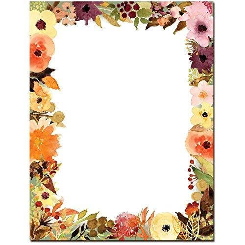 fall floral letterhead laser & inkjet printer paper, 100 pack