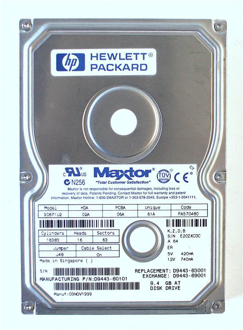 8.4GB, 90871U2 02A 06A 61A FA570480 K,Z,D,B; D9443-63001, D9443-60101