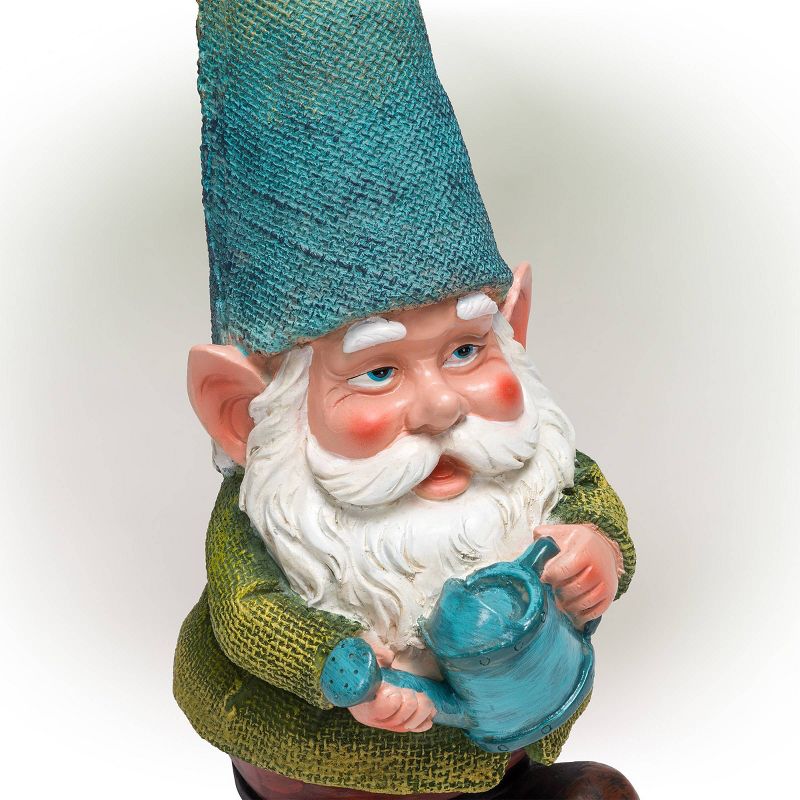 15" Outdoor Polyresin Garden Gnome with Watering Can Yard Turquoise - Alpine Corporation
