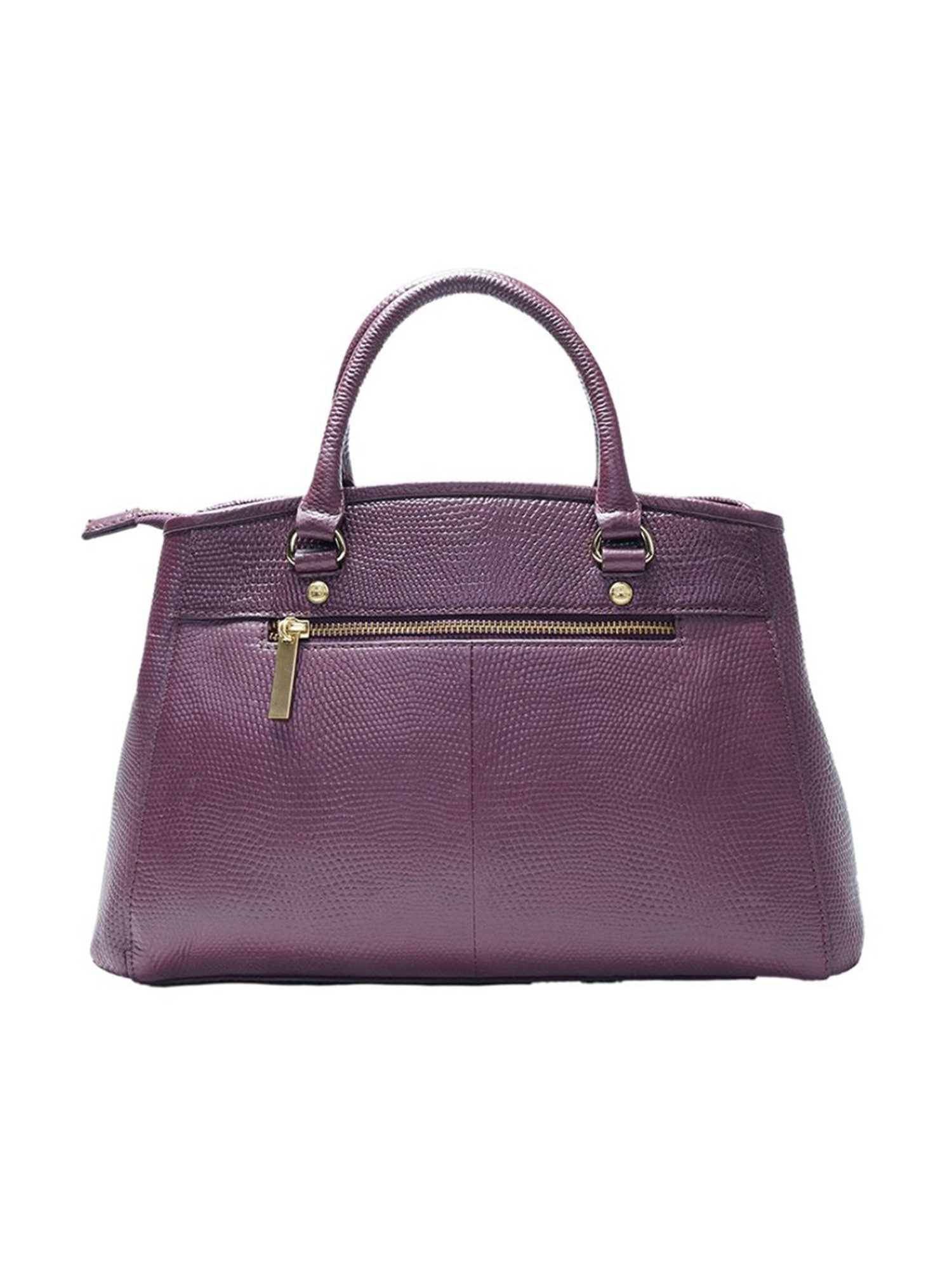 RI2K London Purple Leather Large Textured Handbag