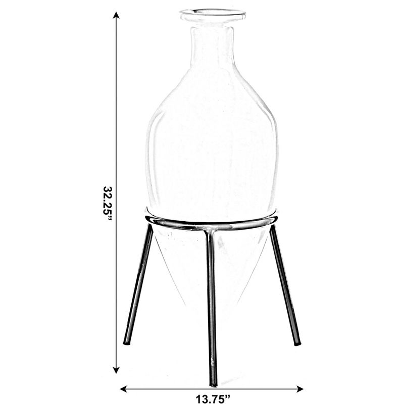 Uniquewise Roman Style Ancient Pointed Amphora Vase on Metal Tripod Stand