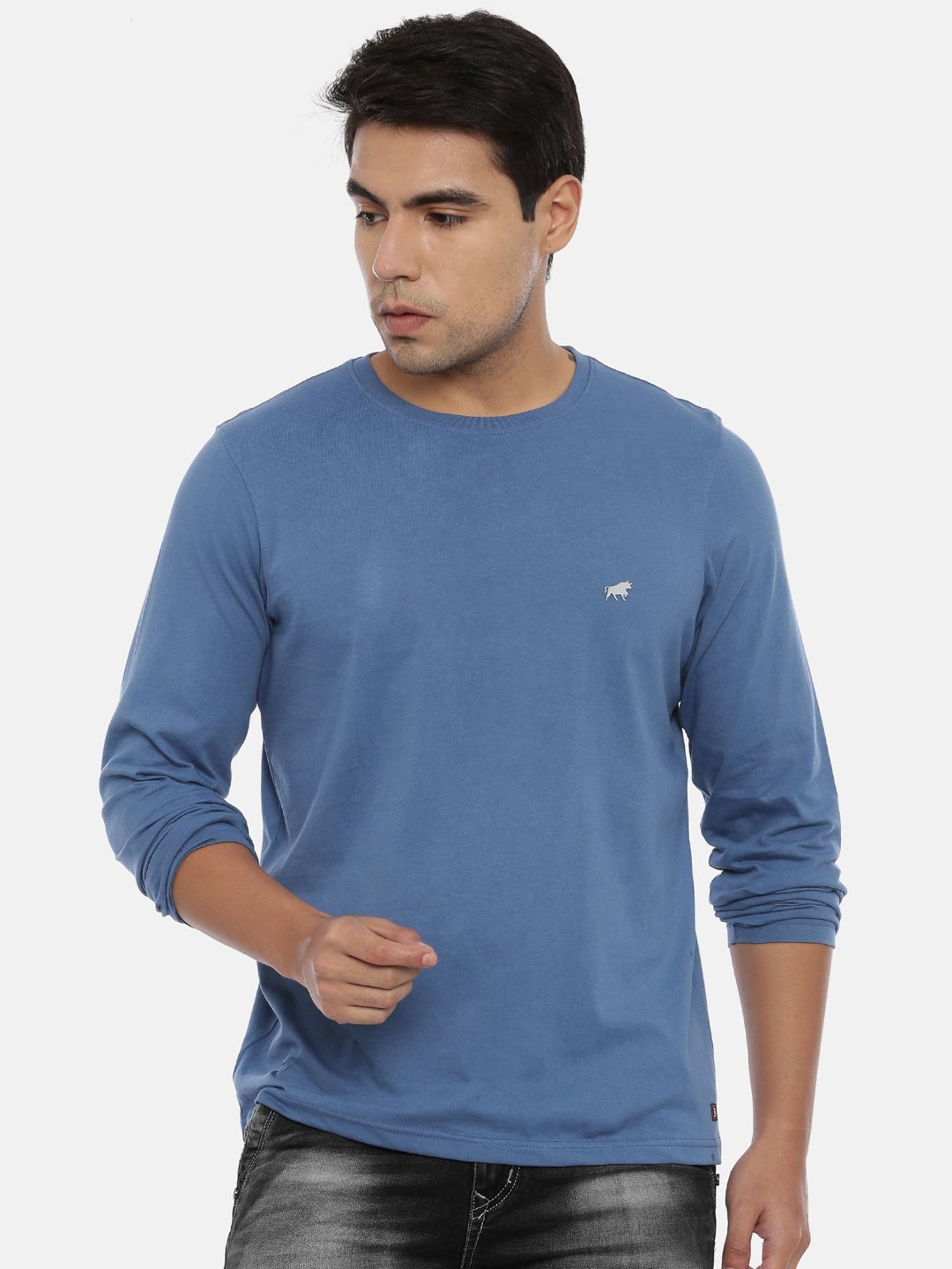 Bushirt Light Blue Cotton Crew T-Shirt