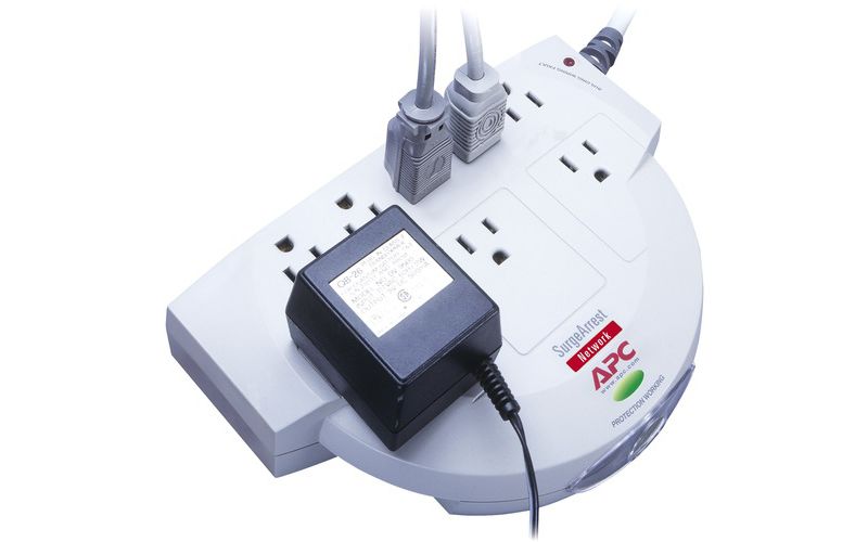 C2G 6-Outlet Surge Suppressor with (3) 1ft Outlet Saver Power Extension Cords - Receptacles: 6 x NEMA 5-15R - 270J