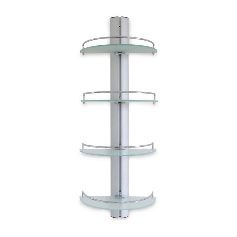 4 Tier Wall Mount Adjustable Glass Shelving Unit with Aluminum Bars - Danya B.