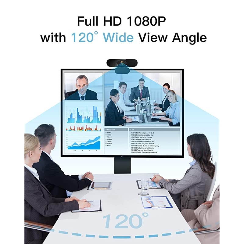 Webcam with MicrophoneHD USB Streaming Webcam for Desktop PC Computer Web Camera with 120Degree Wide View AnglePlug and Play Desktop Webcam for Video Calling Recording ConferencingGaming