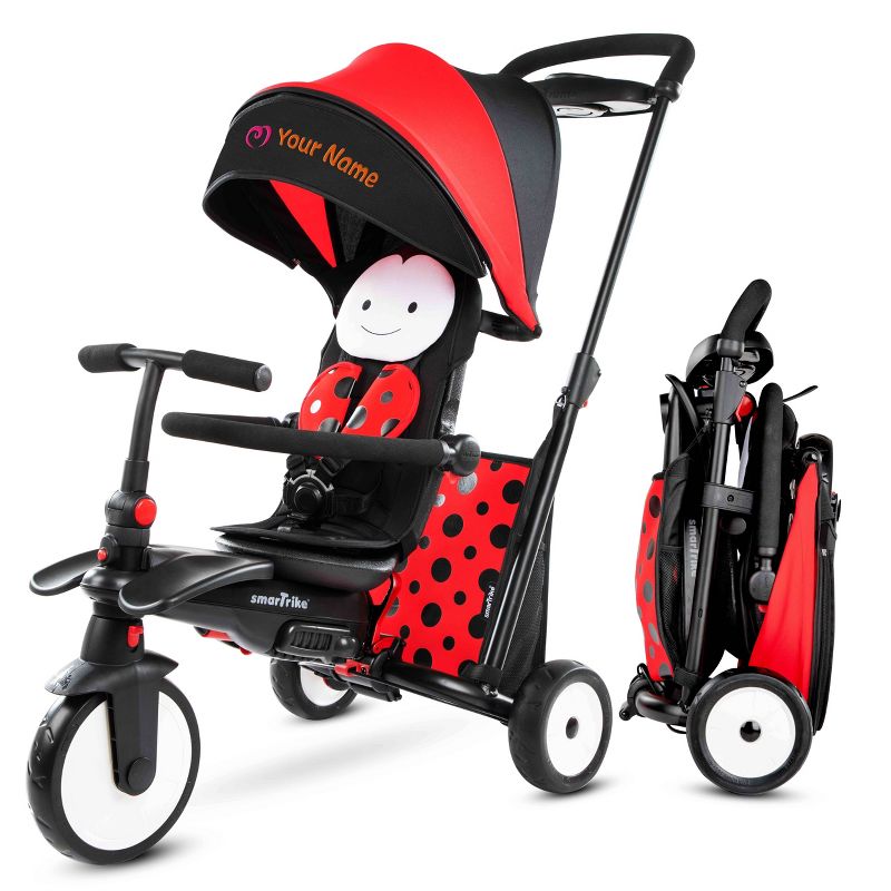 smarTrike STR5 Folding Toddler Tricycle with Customized Embroidery 7-in-1 Multi-Stage Trike - Red - 1-3 Years
