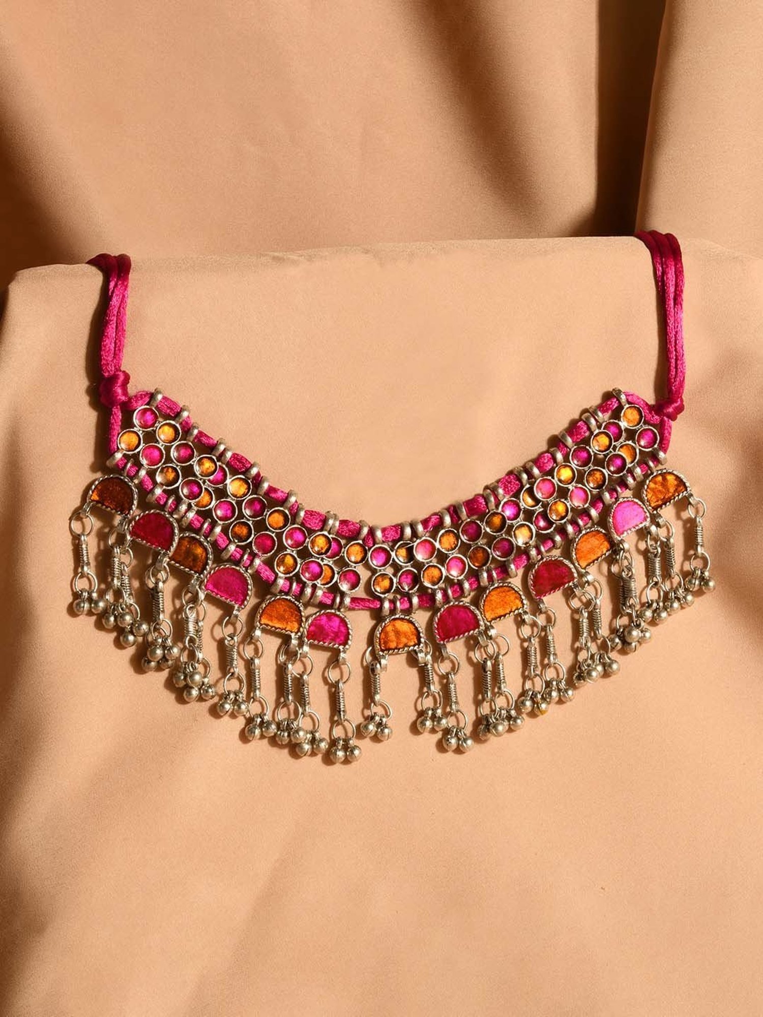 Fida Beaded Pink And Yellow Necklace