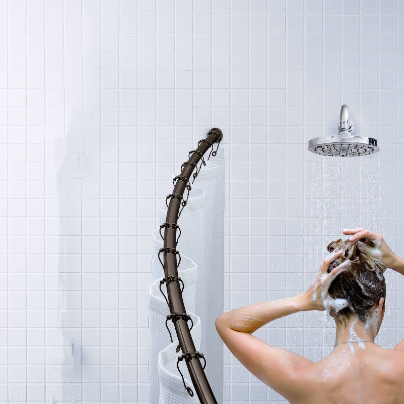 Curved Wall Mountable Shower Rod Dark Brown - Bath Bliss