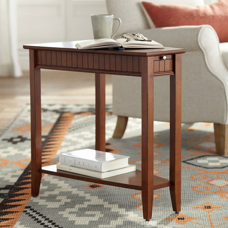 Elm Lane Bentley-II 16" Wide Cherry Wood Wedge Accent Table