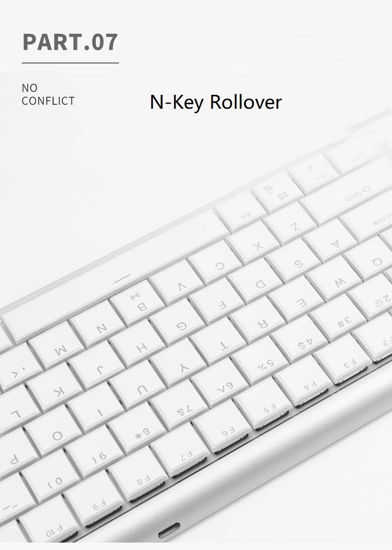 Royal Kludge RG929 N-Key Rollover 96 Keys Short Switch Mechanical Keyboard, White Backlit,Bluetooth Wireless and Type-C Wired Connection for Multiple Devices