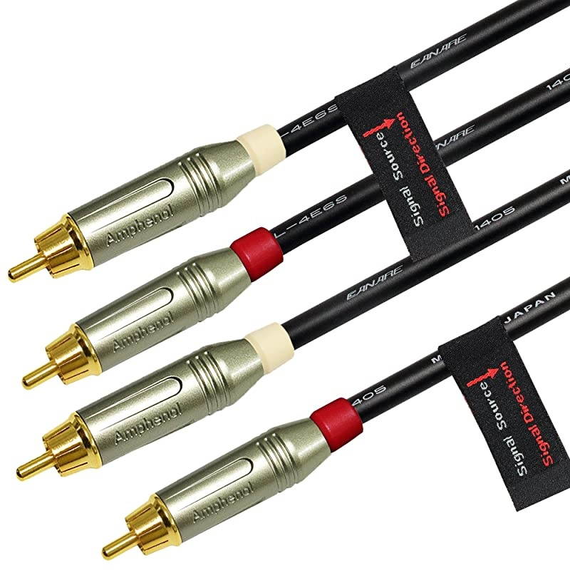 1.5 Foot RCA Cable Pair - Made with Canare L-4E6S, Star Quad, Audio Interconnect Cable and Amphenol ACPR Gold RCA Connectors &ndash; Directional Design - Custom Made by
