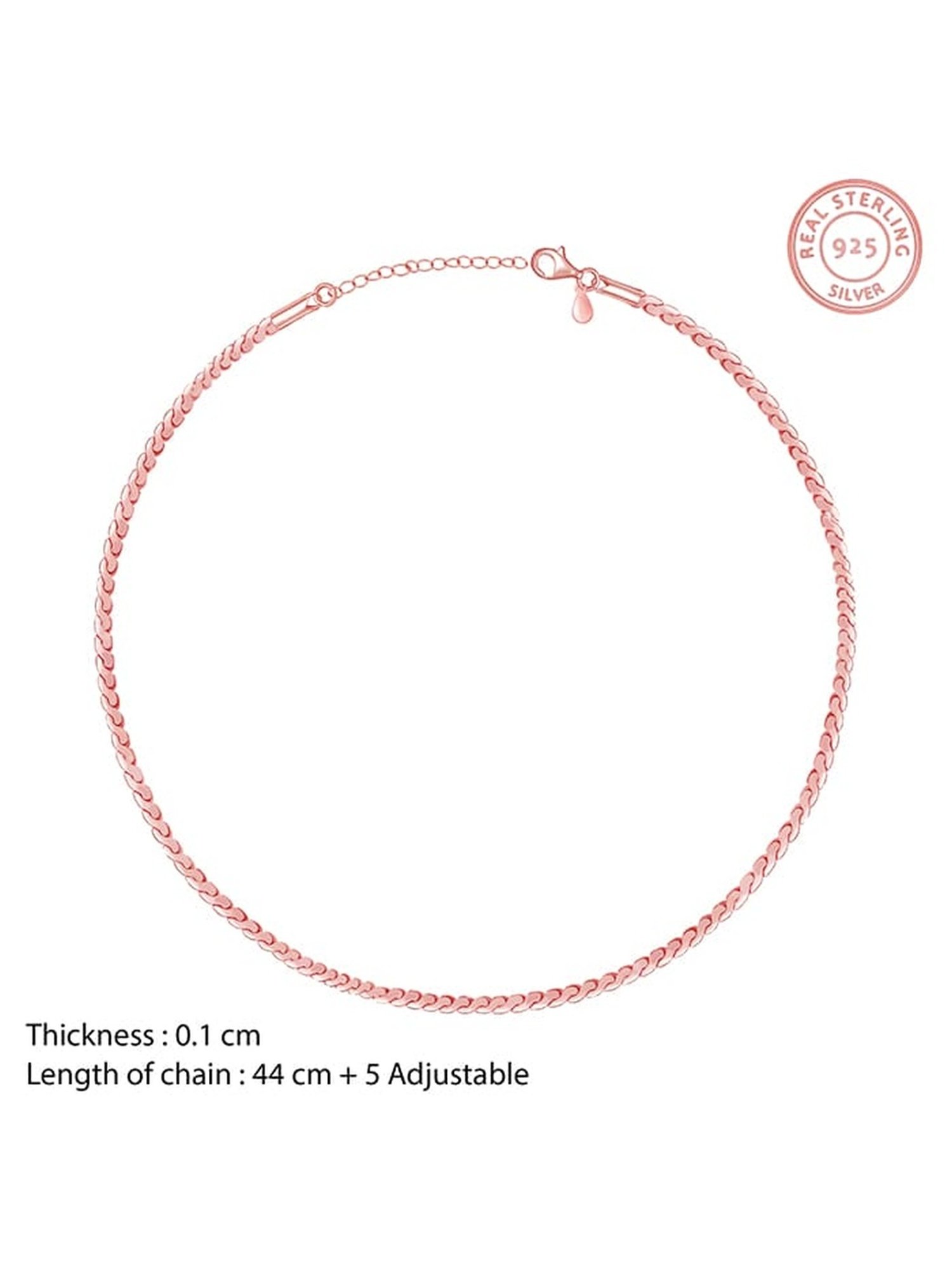 GIVA 92.5 Sterling Silver Rose Gold Radiant Beam Chain for Womens and Girls