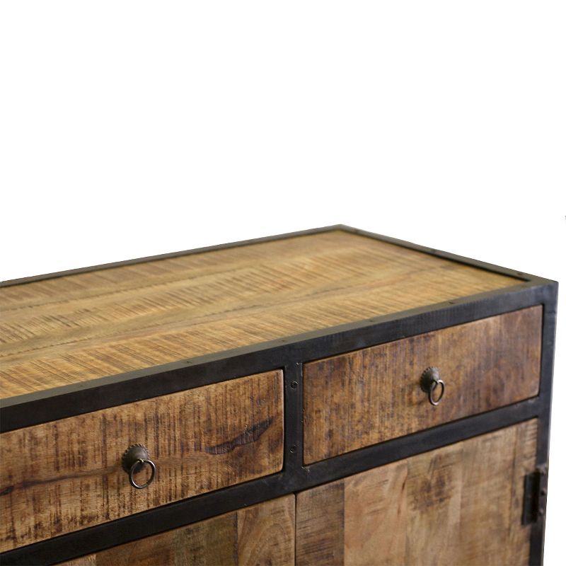 Industrial Sideboard Cabinet 35"x35"x18" Reclaimed Wood & Iron Natural - Timbergirl