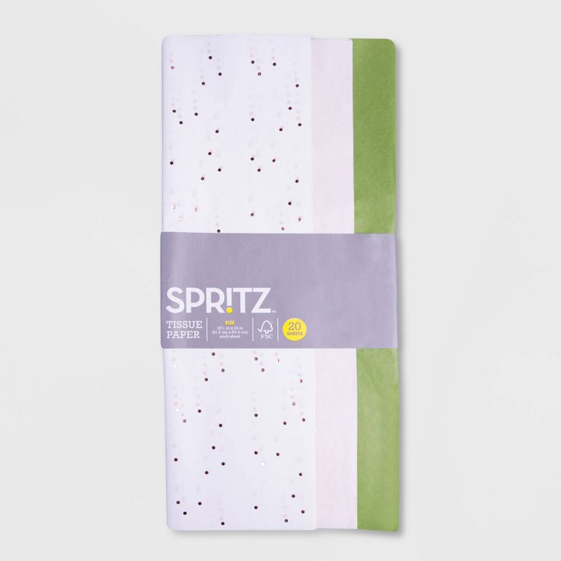 20ct Banded Tissue Paper Gray - Spritz™
