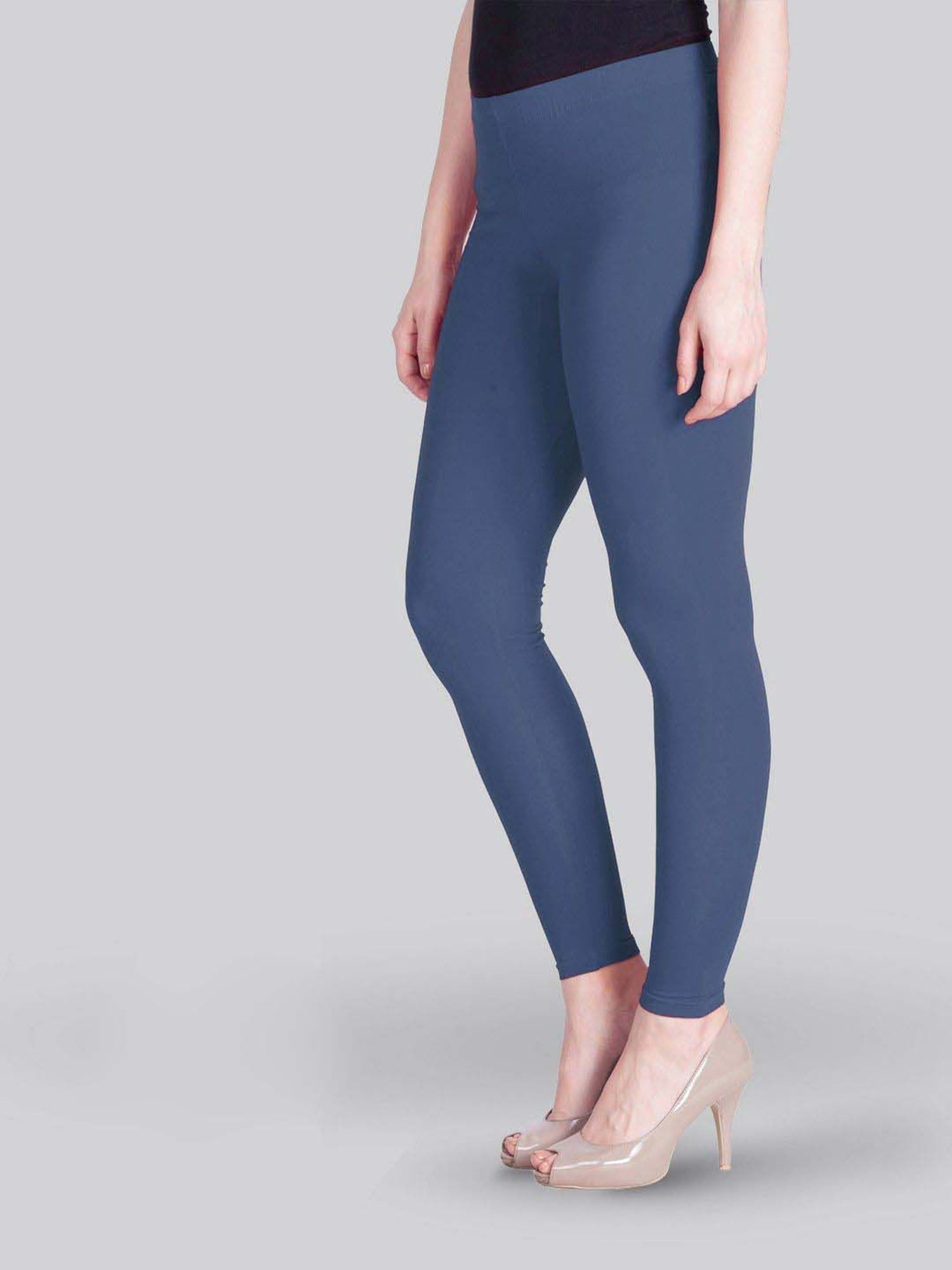 Lyra Blue Cotton Ankle Length Leggings