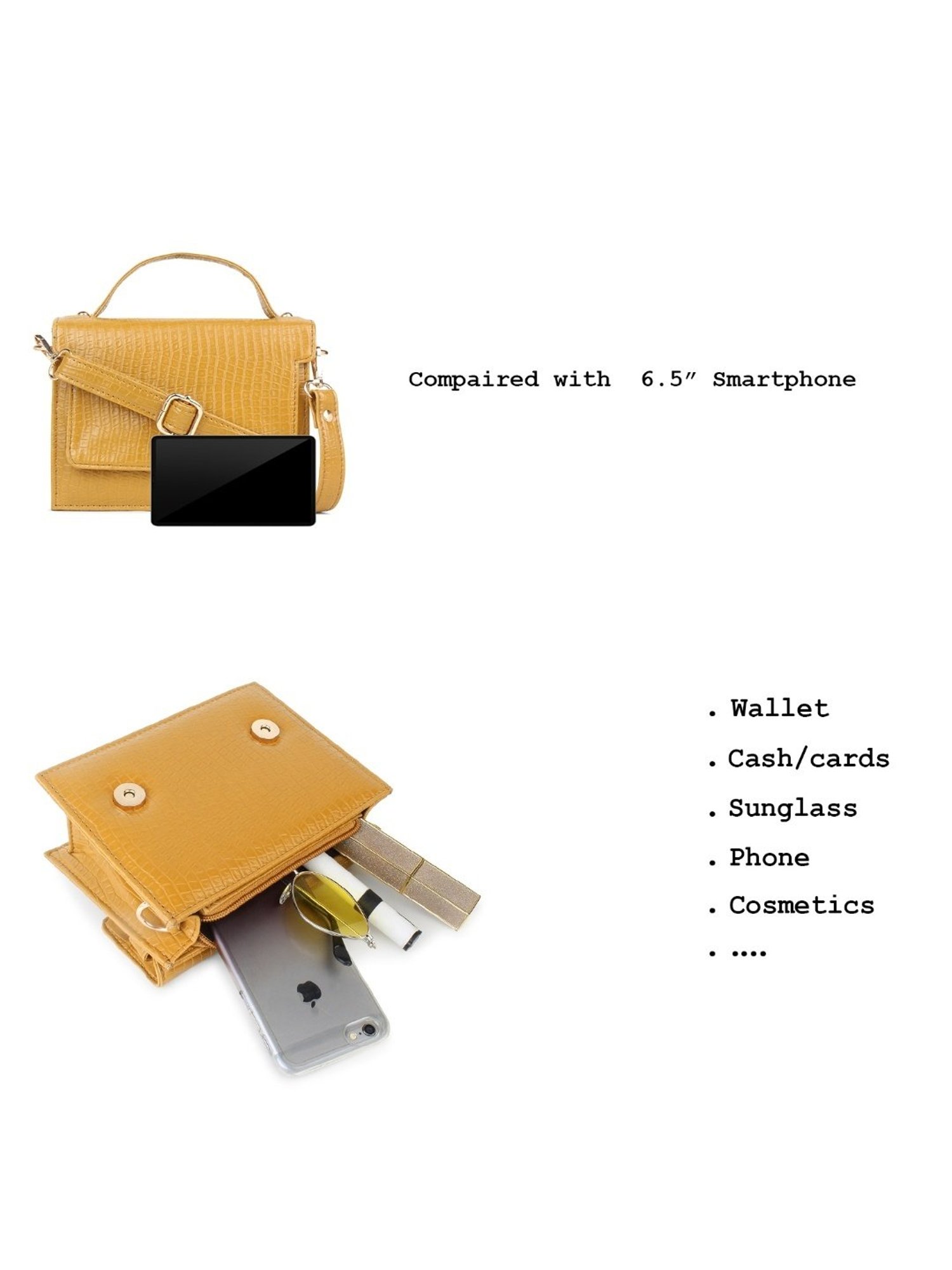 Yelloe Tan Animal Effect Small Satchel Handbag